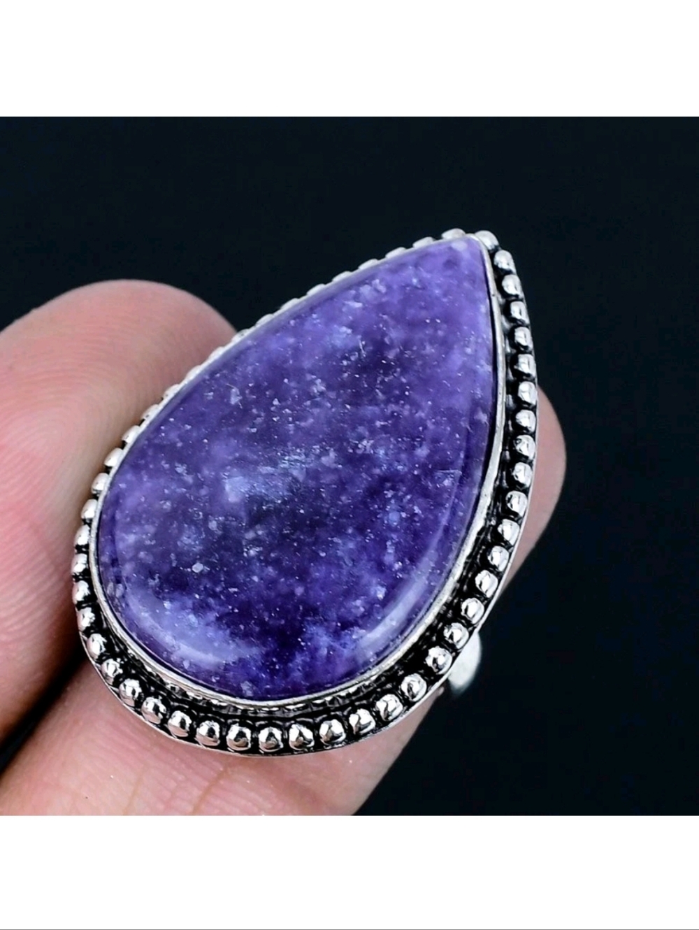 Lepidolite Gemstone 925 Sterling Silver Handmade Ring